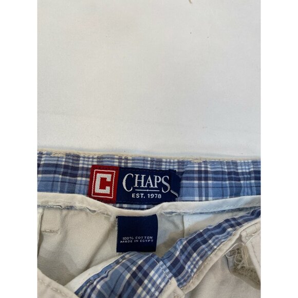 Chaps Mens Cargo Pockets Cotton Shorts 38x10 Light Tan Beige Flat Front Button - Picture 4 of 10